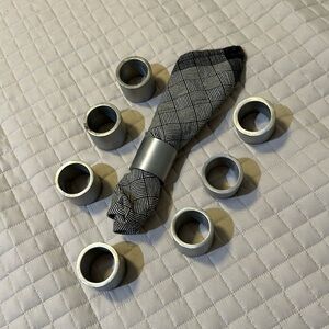 Brushed Silver Contemporary Napkin Rings